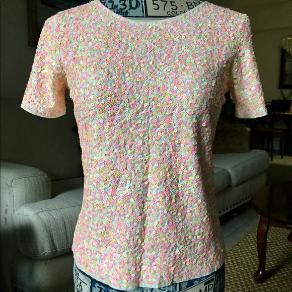 J. Crew never worn colorful sequins cotton top XXS/XS - Picture 1 of 11